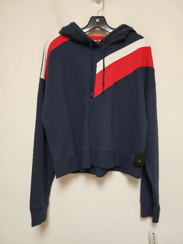 sweatshirts for warm layering -Sweatshirt Hoodie By Tommy Hilfiger In Blue Red & White, Size: L