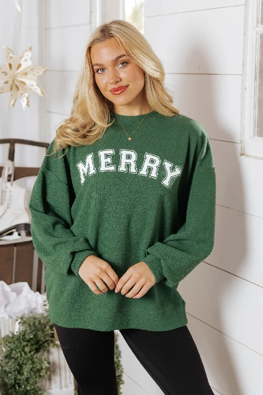 sweatshirts with drawstrings -Merry Green Graphic Sweatshirt