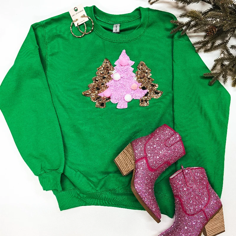 sweatshirts under $20 -All I Want For Christmas Sequin Christmas Tree Graphic Sweatshirt in Green