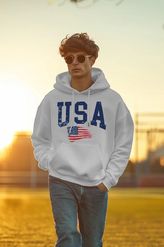 hoodie with floral print -USA White Front Graphic Printed Hoodie