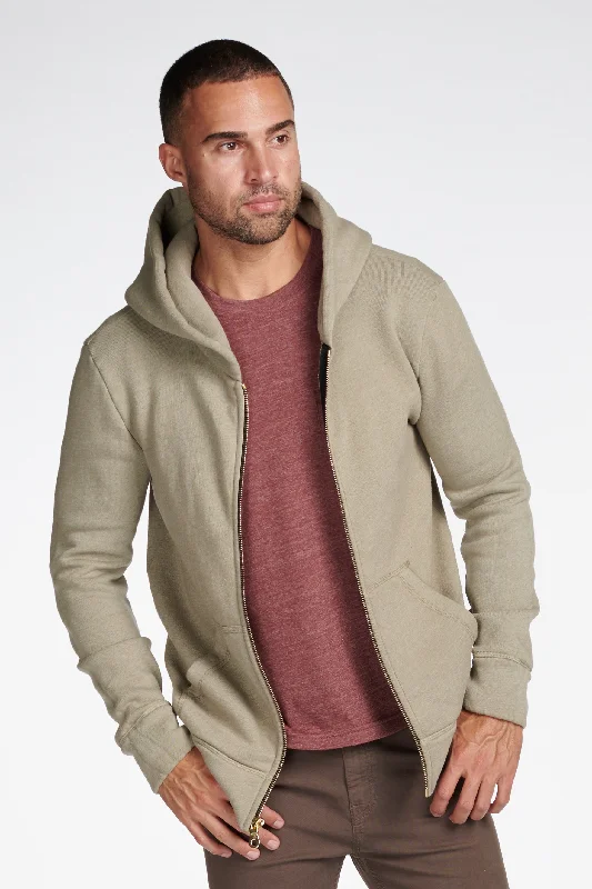 hoodie for cozy wear -Men's French Terry Zip Front Hoodie