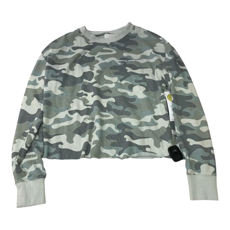 sweatshirts with deep hem -Sweatshirt Crewneck By Spiritual Gangster In Camouflage Print, Size: Xs