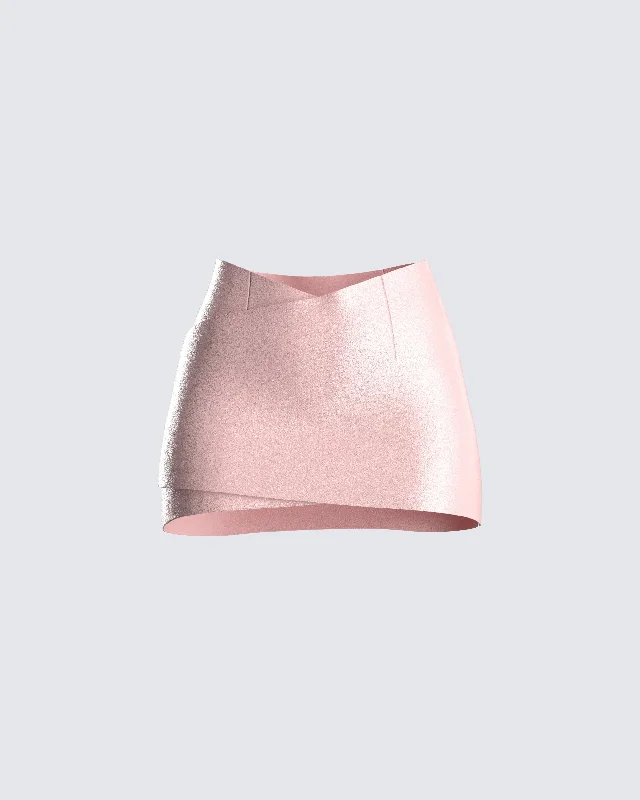 grey midi skirts timeless -Jacque Pink Vegan Leather Skirt