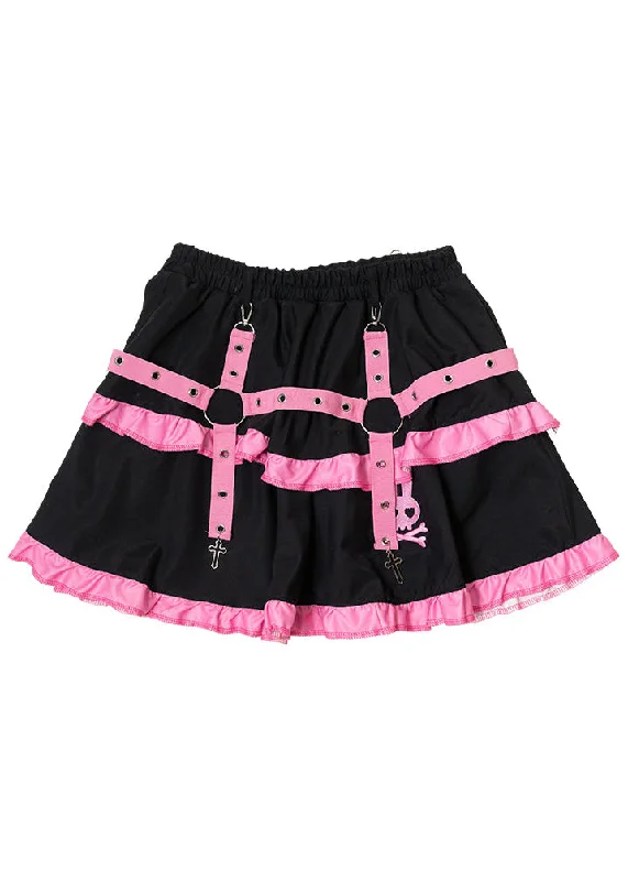 navy wrap skirts trendy -Bunny Dolls Punky Bunny Black Pink Lolita Skirt