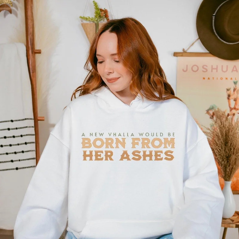 hoodie for preppy look -Born From Her Ashes Vhalla Yarl Hoodie