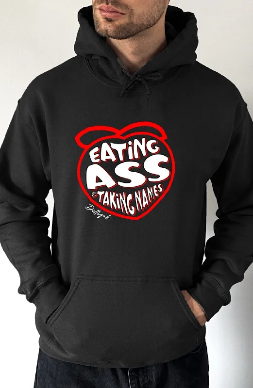 tan graphic hoodie -Eating Ass Pullover Hoodie