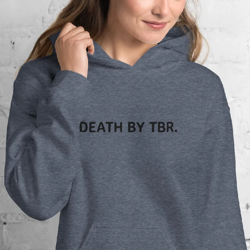 hoodie with ribbed trim -Death By TBR Embroidered Hoodie