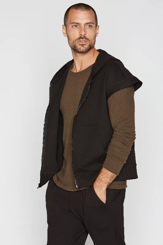 hoodie for relaxed days -Men's Performance Ponte Zip Front Sleeveless Hoodie