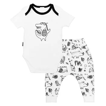 floral running shorts stylish -Black N White | Short Sleeve Bodysuit & Harem Pant Set