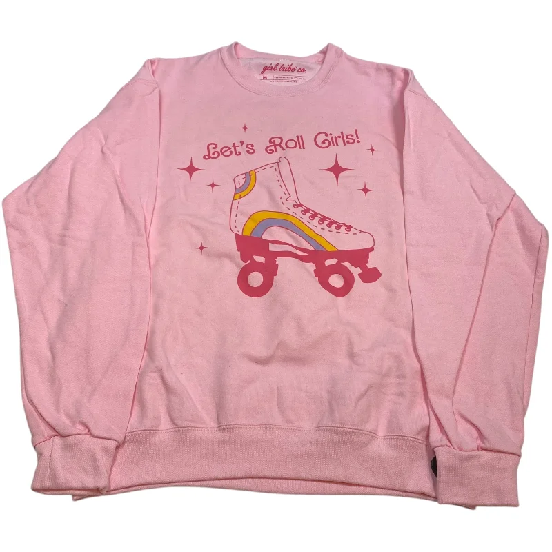 sweatshirts with ribbed cuffs -Sweatshirt Crewneck By Girl Tribe Co In Pink, Size: M