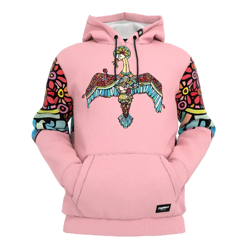 hoodie with deep pockets -Swan Flowers Hoodie