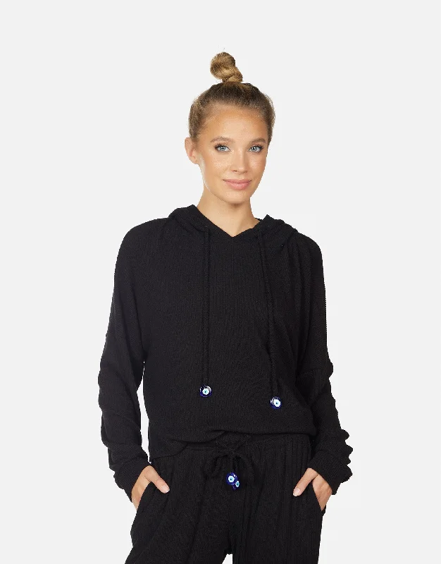 hoodie with ribbed hem -Prentiss Evil Eye Charm