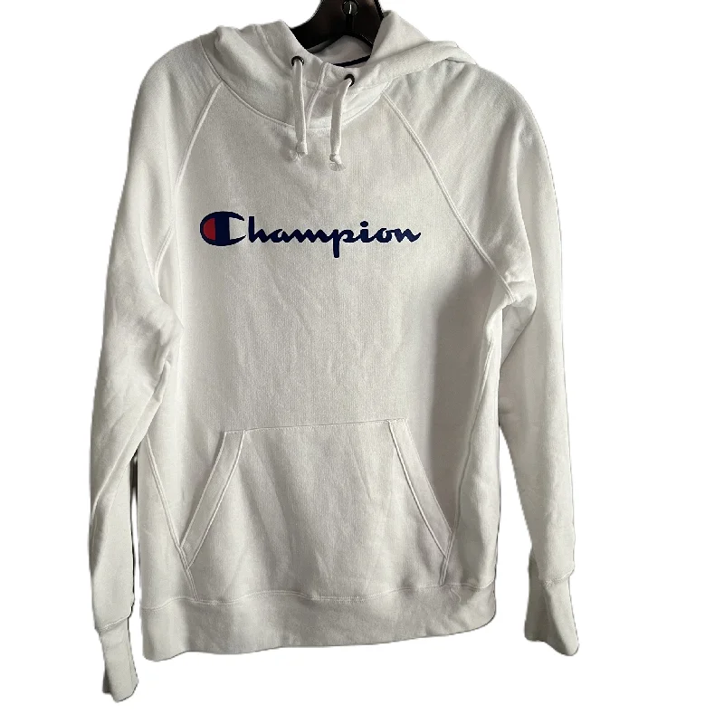 sweatshirts with flared hem -Sweatshirt Hoodie By Champion In White, Size: M