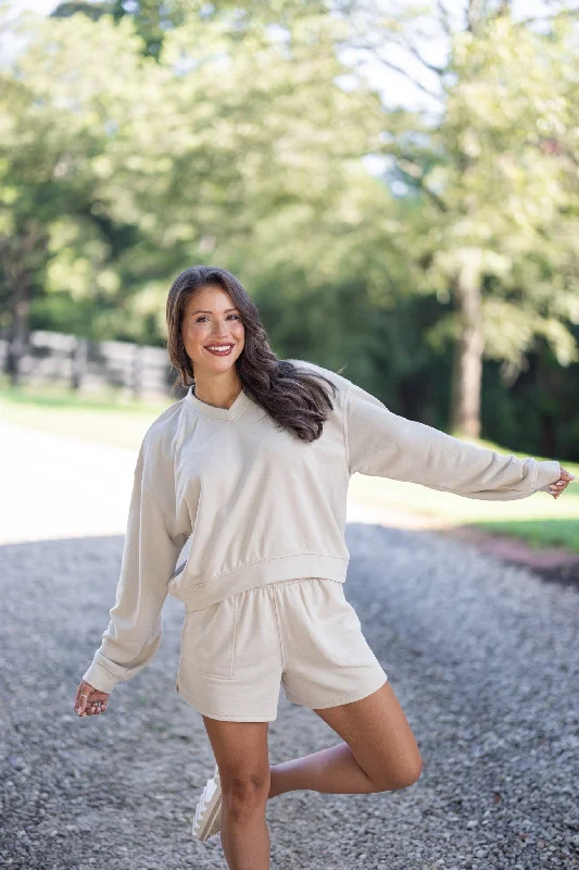 sweatshirts with flared hem -Everyday Perfection Washed Shell Sweatshirt