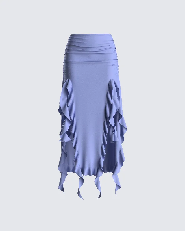 pink midi skirts chic -Dulce Blue Ruffle Maxi Skirt