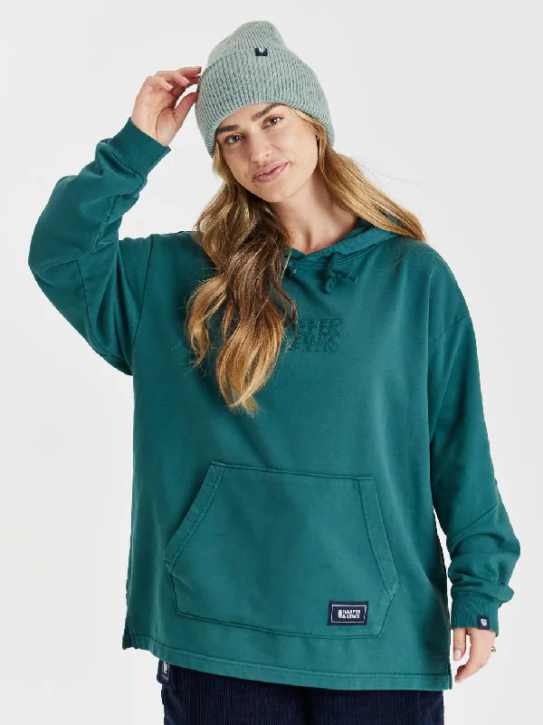 hoodie with ribbed hem -Camille Hoodie Dark Green