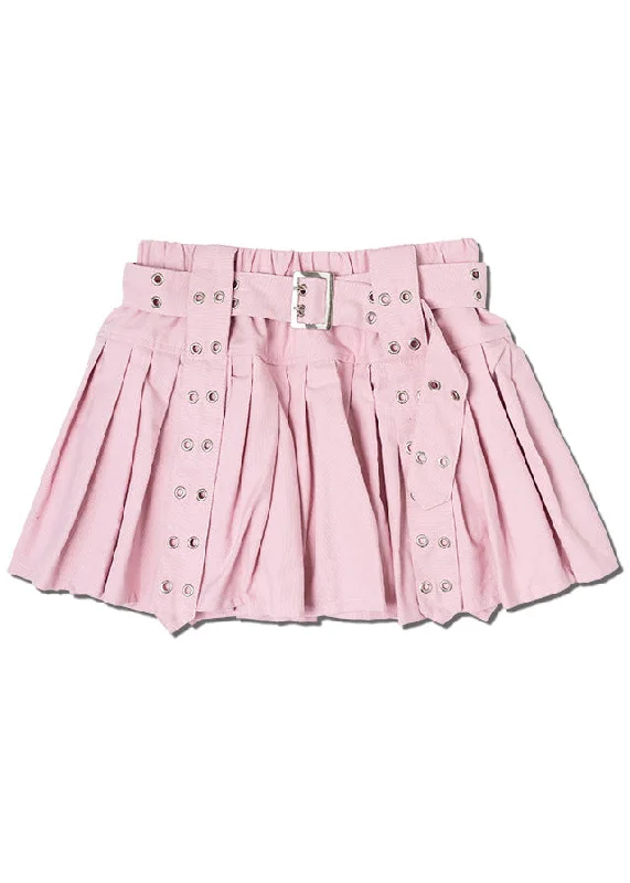 pink midi skirts chic -Royal Road Punk Rock Pink Pleated Skirt