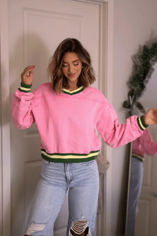 green sweatshirts bold -Free People Pink Rio Sweatshirt