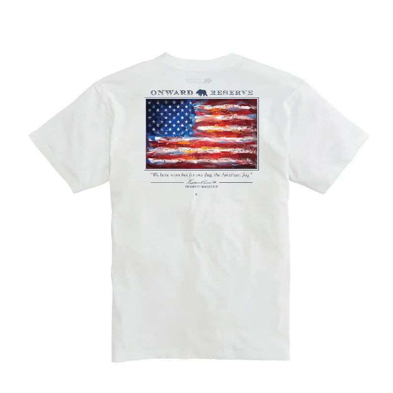 grey denim shorts classic -American Flag Short Sleeve Tee