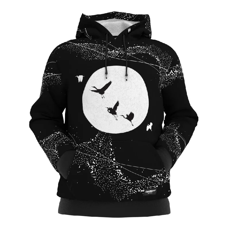 deep teal hoodie -Birds and Moon Hoodie