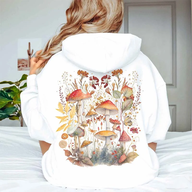 hoodie for casual days -Boho Mushroom Cottagecore Hoodie