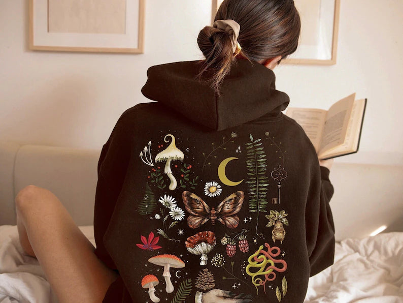 hoodie for casual chic -Magic Forest Mushroom Hoodie