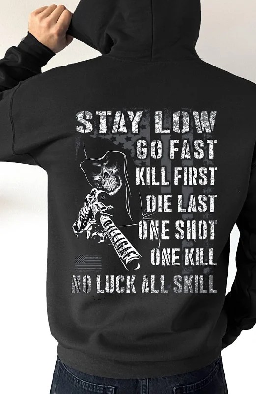 hoodie with slogans -One Shot, One Kill Pullover Hoodie