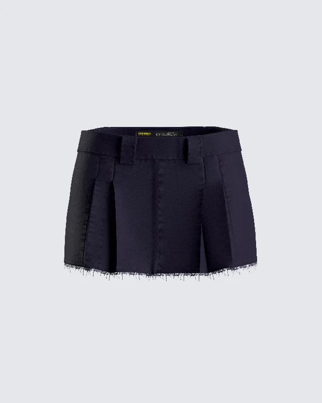 green leather skirts bold -Svetlana Navy Twill Mini Skirt