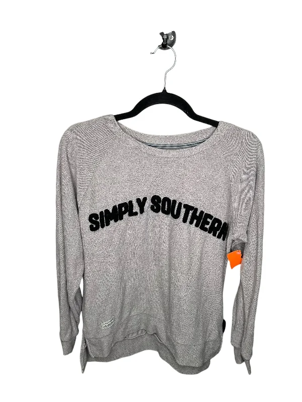 sweatshirts with shawl neck -Sweatshirt Crewneck By Simply Southern In Grey, Size: S