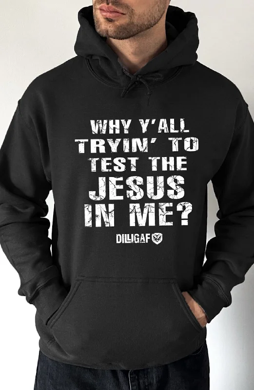 hoodie with fleece lining -Test Jesus Pullover Hoodie