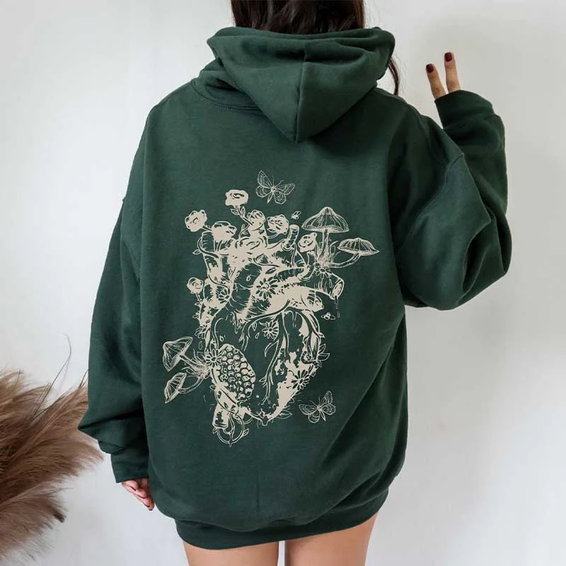 hoodie with twisted front -Fairy Grunge Cottagecore Mushroom Hoodie