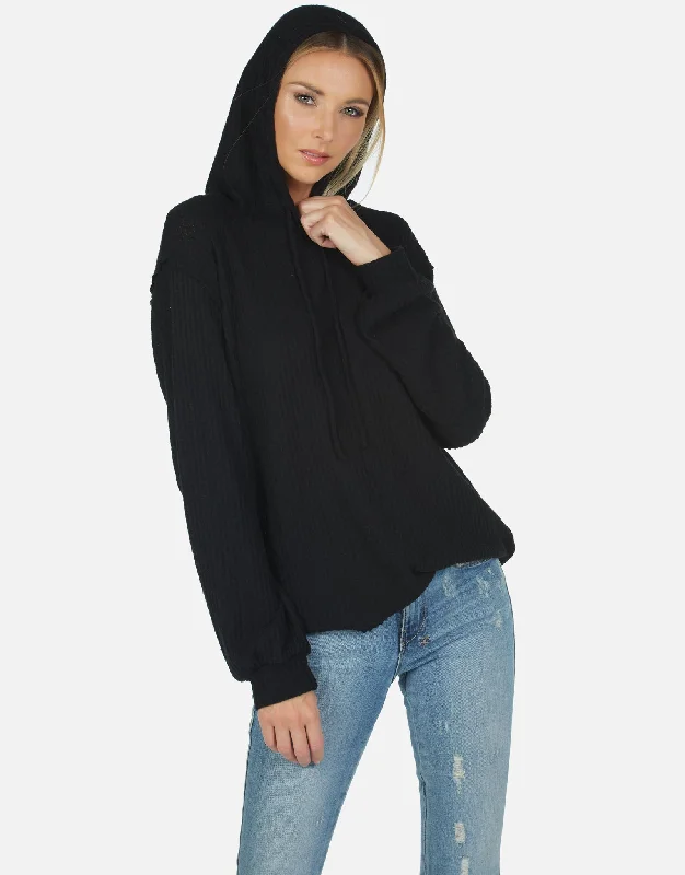 black hoodie with design -Brenton Hoodie