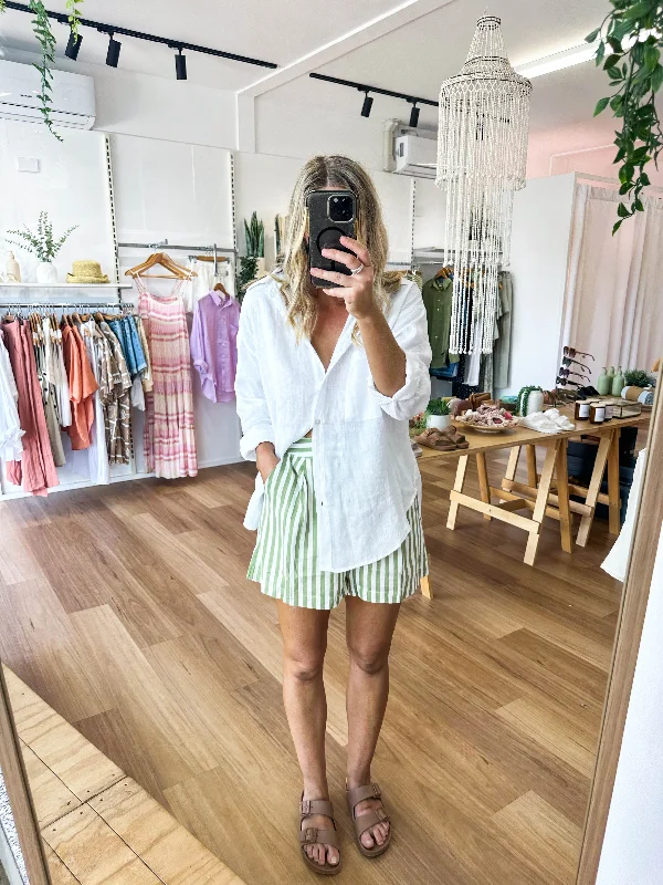 pink cutoff shorts trendy -Alfie Stripe Shorts Green