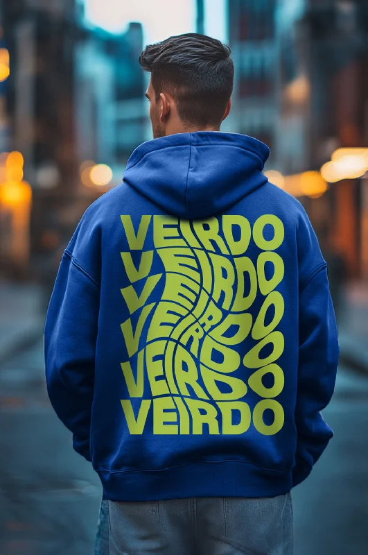 deep teal hoodie -Veirdo in Blue: Men's Hooded Neck Hoodie