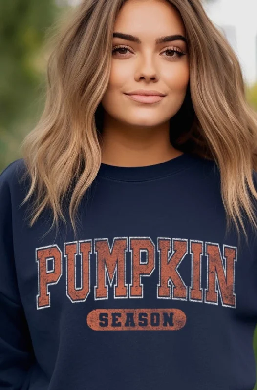 navy graphic sweatshirts -Pumpkin Season Vintage Graphic Sweatshirt