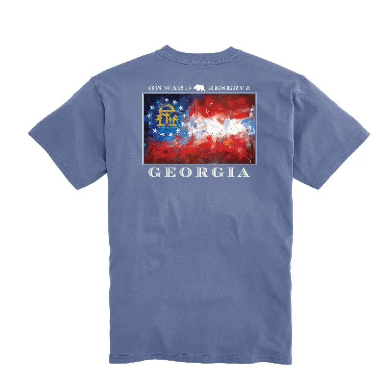 blue athletic shorts bold -Georgia Flag Short Sleeve Tee