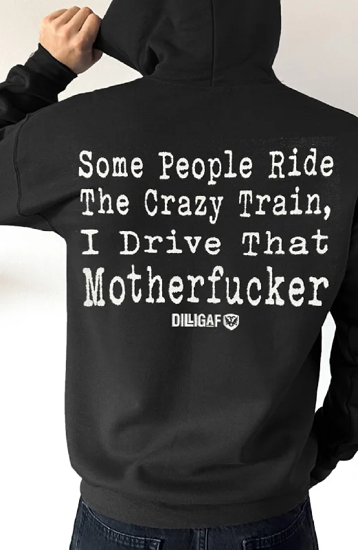 hoodie for relaxed evenings -Crazy Train Pullover Hoodie