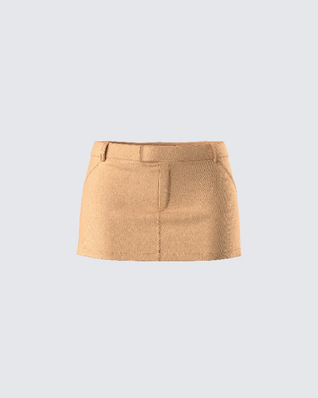 navy pleated skirts elegant -Harwell Tan Twill Mini Skirt