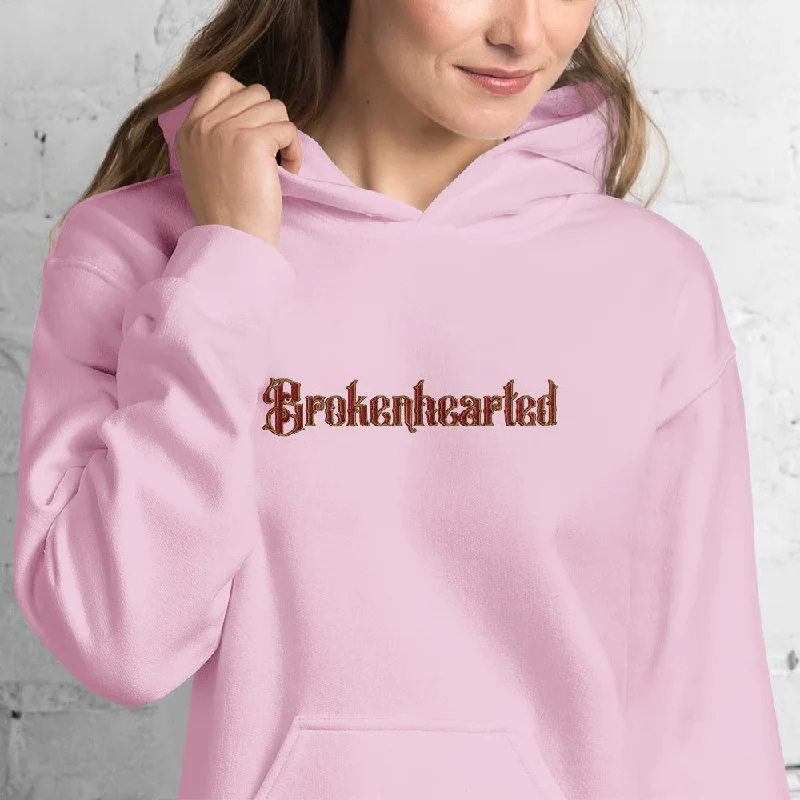 lilac graphic hoodie -Brokenhearted Embroidered Hoodie