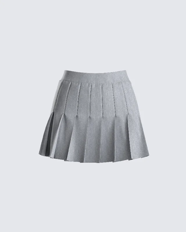 white A-line skirts chic -Madeleine Grey Pleated Mini Skirt