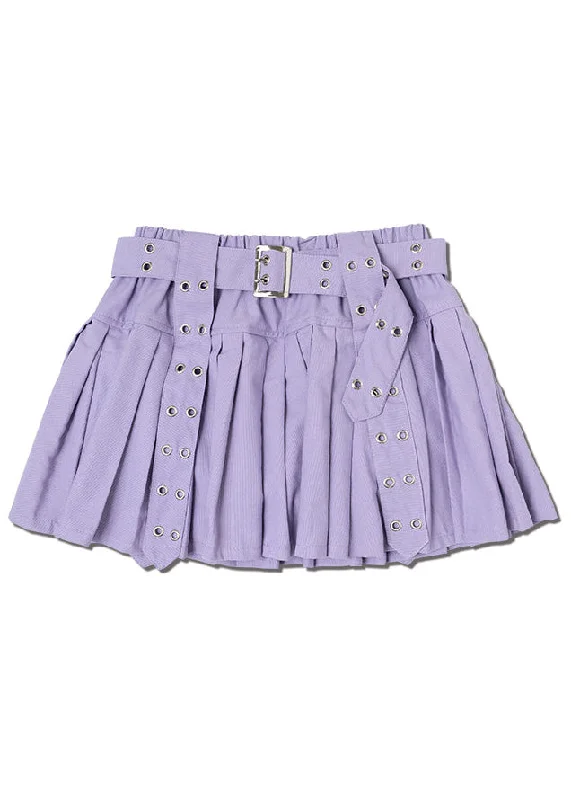 grey chiffon skirts flowy -Royal Road Punk Rock Lavender Pleated Skirt