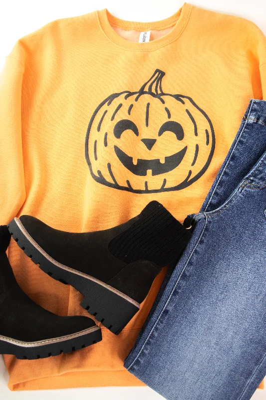 lavender sweatshirts pastel -Spooky Jack O Lantern Sweatshirt, Light Orange