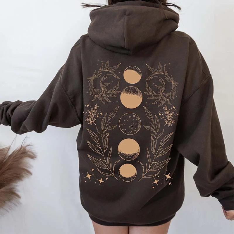 golden hoodie luxe -Celestial Moon Phase Hoodie