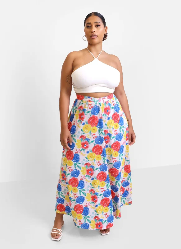 grey tiered skirts chic -Alana Floral Skater Skirt w. Pockets