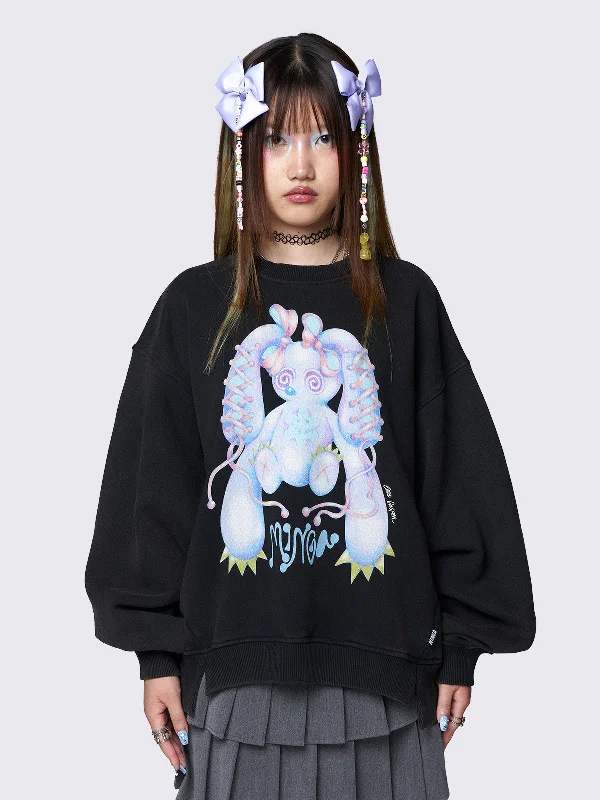 sweatshirts with snap buttons -Minga x Ema Gaspar Bunny Graphic Sweatshirt