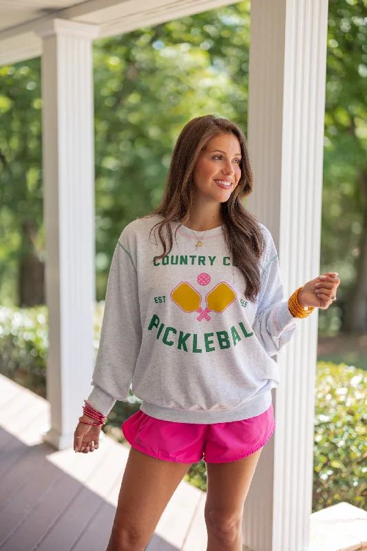 forest graphic sweatshirts -Pickleball Heather Grey Sweatshirt