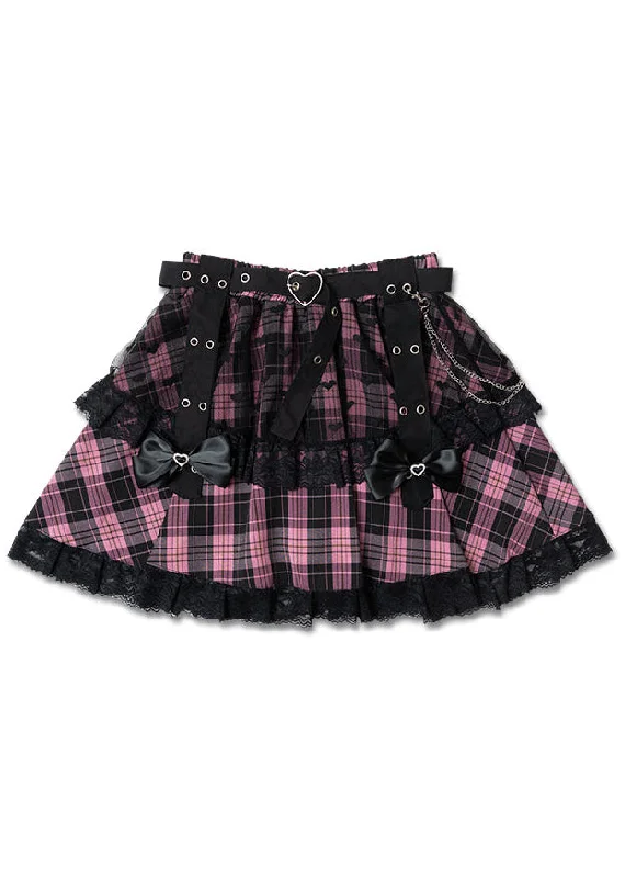 red mini skirts vibrant -Love Punk Pink Plaid Lolita Mini Skirt