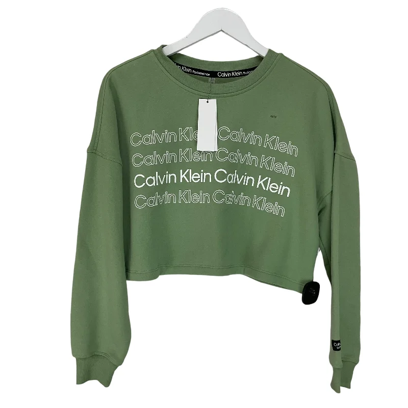 taupe fleece sweatshirts -Sweatshirt Crewneck By Calvin Klein In Green, Size: Xs