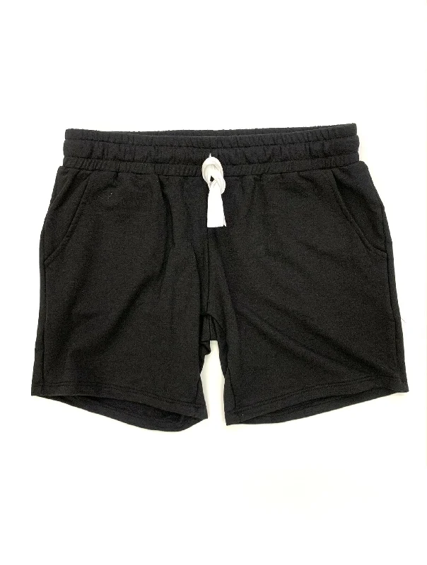 pink biker shorts for gym -Mid Length Black Bamboo Terry Shorts