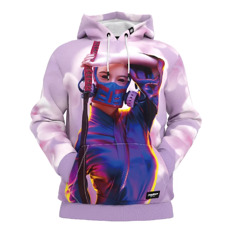 hoodie for urban style -Cyber Warrior Blossom Hoodie